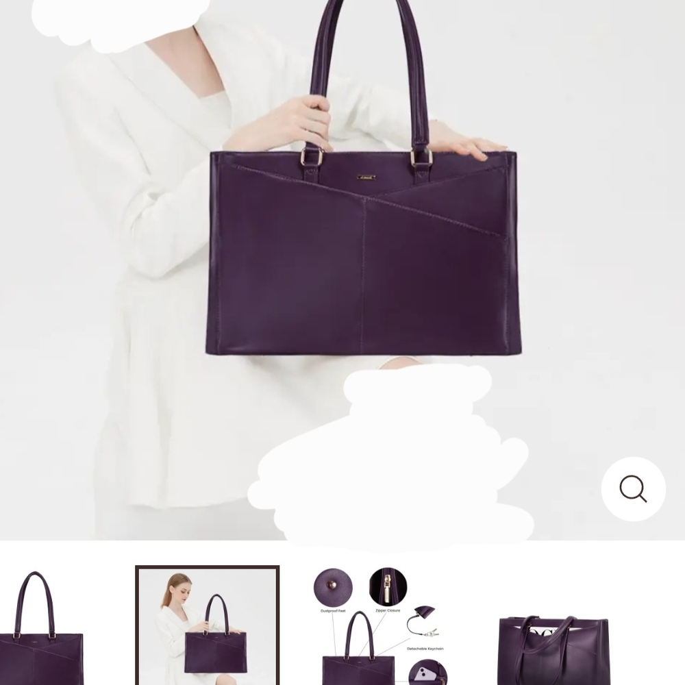 Purple leather tote
